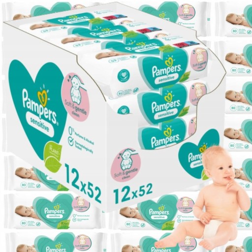 pampers chusteczki sensitive 12 x 52 szt