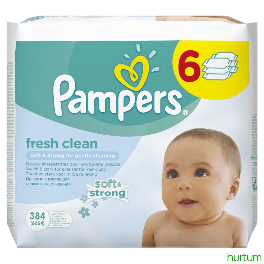 pampers fresh clean chusteczki dla niemowląt 6 x 64 sztuki