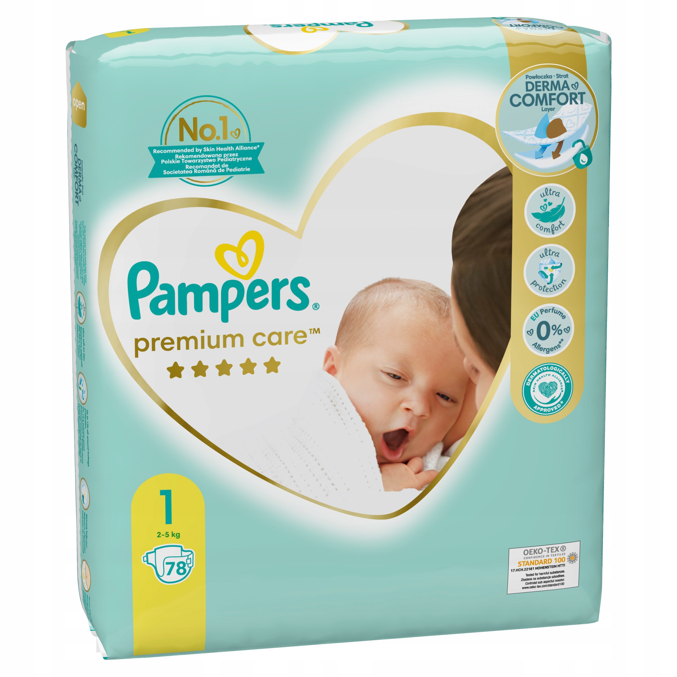 pampers premium care 1 barwiące na niebiesko