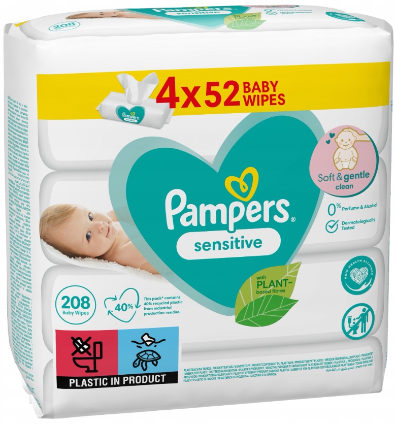 pampers sensitive chusteczki nawilżane 4 x 56 sztuk