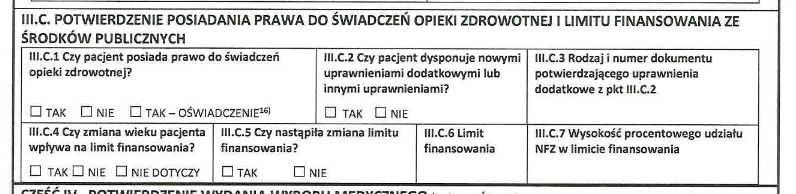 realizacja wniosku na pieluchomajtki gdzie wpisać uprawnienie dodatkowe