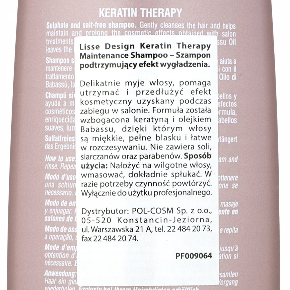 szampon keratin therapy skład