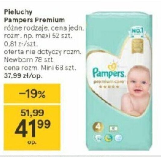 tesco zakupy pieluchy pampers premium care 1