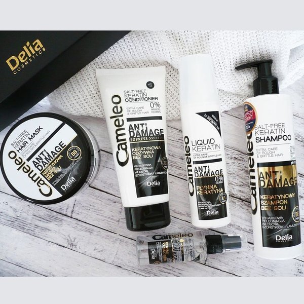 zestaw szampon keratynowy do włosów zniszczonych delia cosmetics cameleo bb